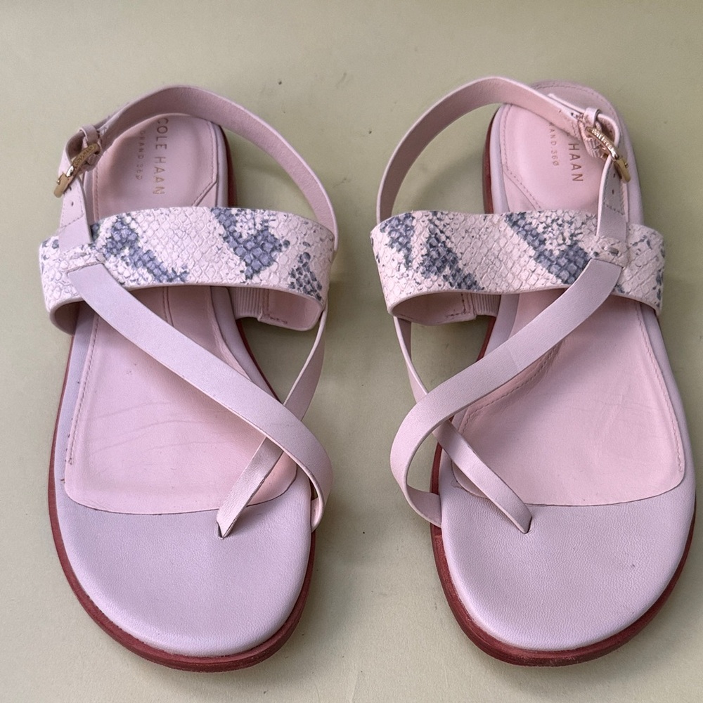 Cole Haan Women's Snakeskin and Cream Leather Sandals